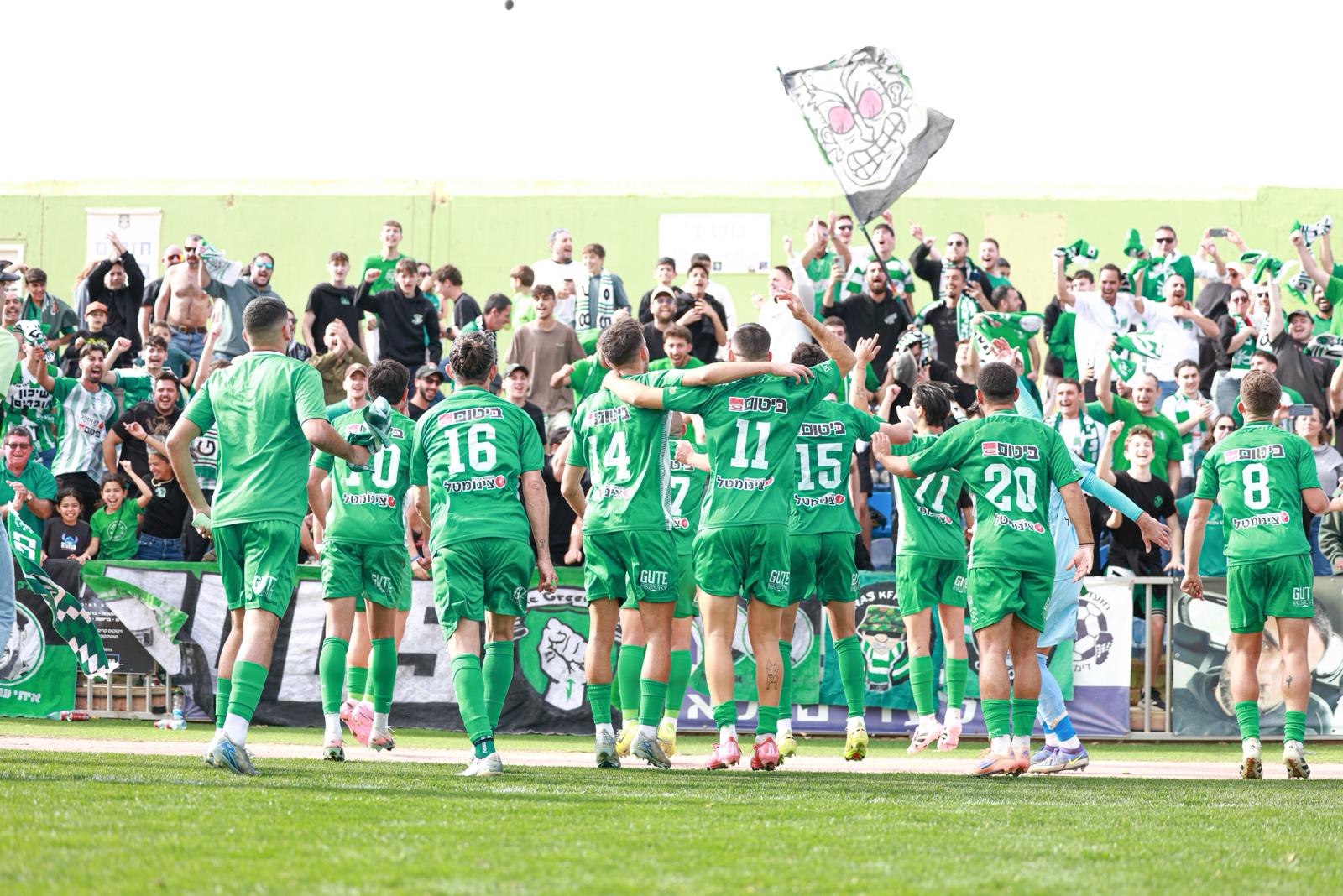 שחקני כפר סבא חוגגים בסיום (עמית מנגלוס)